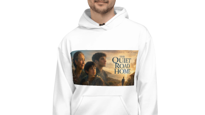 The Quiet Road Home White All-Over Print Recycled Unisex Hoodie