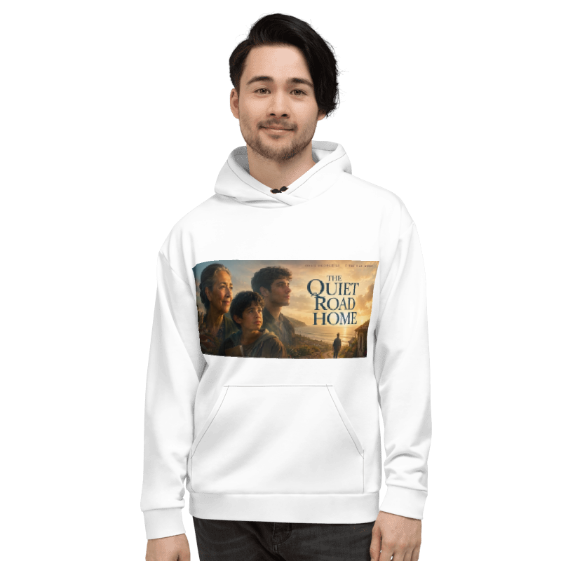 The Quiet Road Home White All-Over Print Recycled Unisex Hoodie